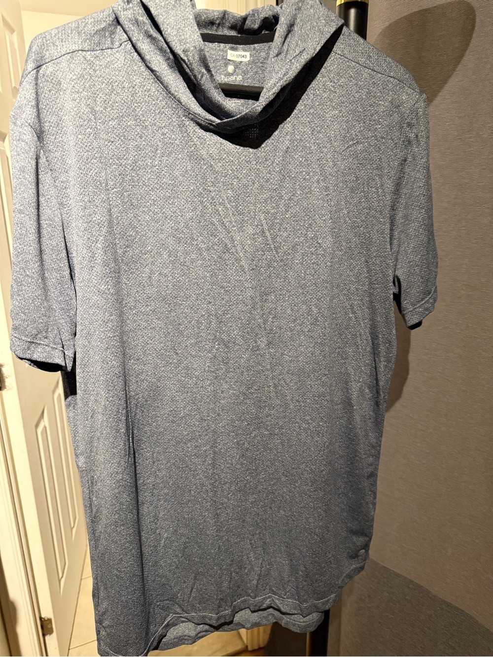 Apana Men's Short Sleeve Hooded Polo in Heather Navy
